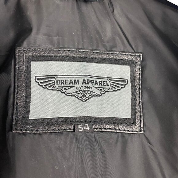 Dream Apparel Black Leather Lined Motorcycle Biker Vest Preacher Collar SZ 54 - Picture 11 of 11